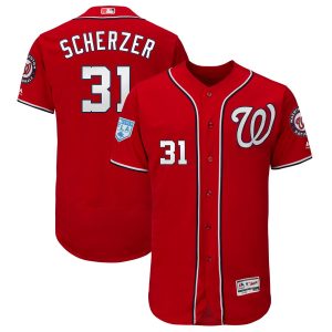 Exceptional Nationals #31 Max Scherzer Red Alternate 2019 Spring Training Flex Base Stitched MLB Jersey