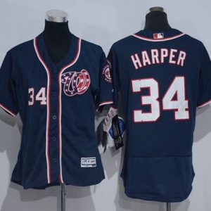 Exceptional Nationals #34 Bryce Harper Navy Blue Flexbase Authentic Women's Stitched MLB Jersey Collectors this is a must have Add it to your collection by ordering