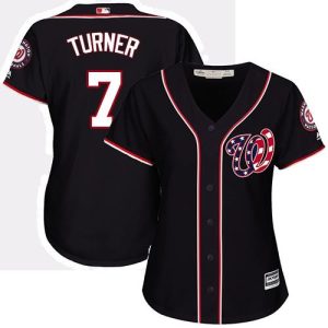 Exceptional Nationals #7 Trea Turner Navy Blue Alternate Women's Stitched MLB Jersey For a short time available Grab yours quickly to own a team jersey