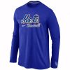 Exceptional New York Mets Long Sleeve MLB T Shirt Blue