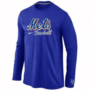Exceptional New York Mets Long Sleeve MLB T Shirt Blue