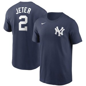 Exceptional New York Yankees #2 Derek Jeter Nike Name & Number T Shirt Navy Collectors this is a must have Add it to your collection by ordering