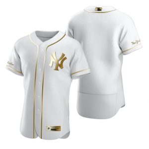 Exceptional New York Yankees Blank White Nike Men's Authentic Golden Edition MLB Jersey