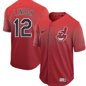 Exceptional Nike Guardians #12 Francisco Lindor Red Fade Authentic Stitched MLB Jersey