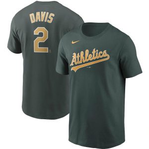 Exceptional Oakland Athletics #2 Khris Davis Nike Name & Number Team T Shirt Green Limited stock Order now to show your love for your team