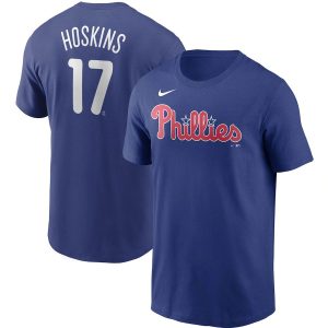 Exceptional Philadelphia Phillies #17 Rhys Hoskins Nike Name & Number T Shirt Royal Act fast Only a few left Secure yours today