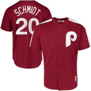 Exceptional Philadelphia Phillies #20 Mike Schmidt Majestic 1979 Saturday Night Special Cool Base Cooperstown Player Jersey Maroon