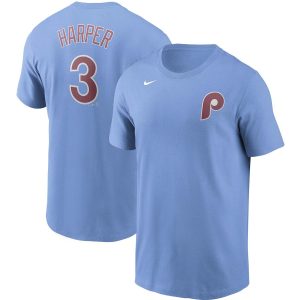 Exceptional Philadelphia Phillies #3 Bryce Harper Nike Name & Number T Shirt Light Blue With high demand Don't miss out Order now to wear your team colors
