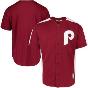 Exceptional Philadelphia Phillies Blank Majestic 1979 Saturday Night Special Cool Base Cooperstown Team Jersey Maroon