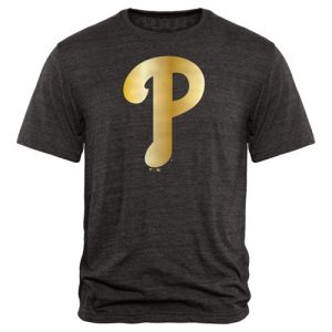 Exceptional Philadelphia Phillies Fanatics Apparel Gold Collection Tri Blend T Shirt Black