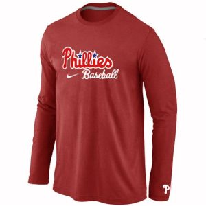 Exceptional Philadelphia Phillies Long Sleeve MLB T Shirt Red