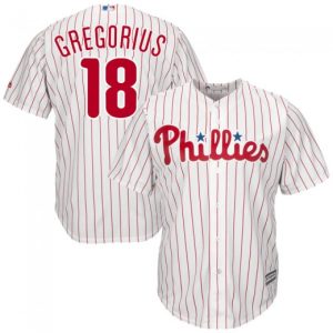 Exceptional Phillies #18 Didi Gregorius White(Red Strip) New Cool Base Stitched MLB Jersey