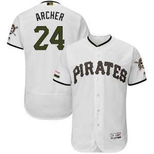 Exceptional Pittsburgh Pirates #24 Chris Archer Majestic Alternate Authentic Collection Flex Base Player Jersey White