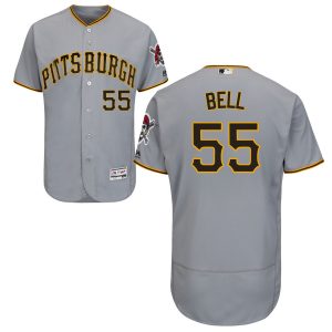 Exceptional Pittsburgh Pirates #55 Josh Bell Majestic Road Flex Base Authentic Collection Jersey Gray