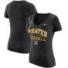 Exceptional Pittsburgh Pirates Nike Women's Practice 1.7 Tri Blend V Neck T Shirt Heathered Black