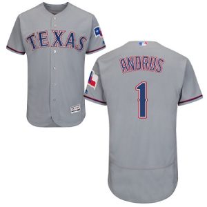 Exceptional Rangers #1 Elvis Andrus Grey Flexbase Authentic Collection Stitched MLB Jersey