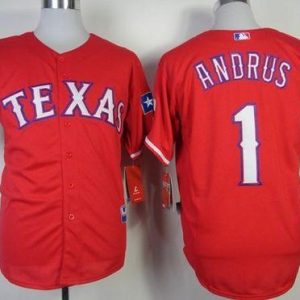 Exceptional Rangers #1 Elvis Andrus Red Stitched MLB Jersey