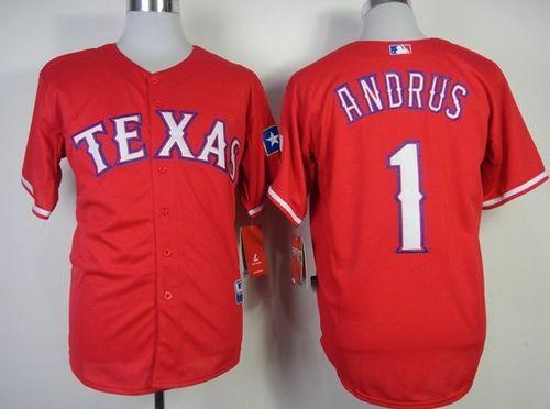 Exceptional Rangers #1 Elvis Andrus Red Stitched MLB Jersey
