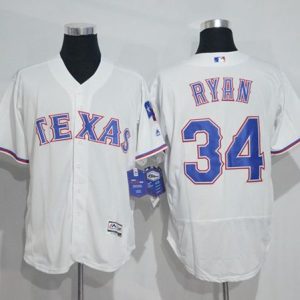 Exceptional Rangers #34 Nolan Ryan White Flexbase Authentic Collection Stitched MLB Jersey
