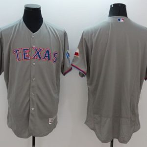 Exceptional Rangers Blank Grey Flexbase Authentic Collection Stitched MLB Jersey