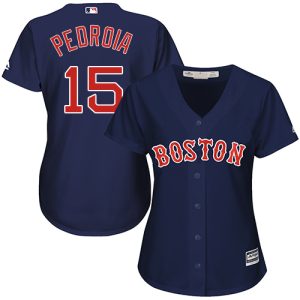 Exceptional Red Sox #15 Dustin Pedroia Navy Blue Alternate Women's Stitched MLB Jersey Hurry Exclusive offer Place your order immediately for a great jersey
