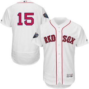 Exceptional Red Sox #15 Dustin Pedroia White Flexbase Authentic Collection 2018 World Series Stitched MLB Jersey