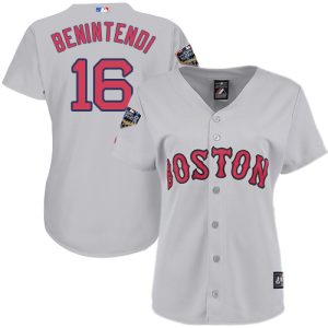 Exceptional Red Sox #16 Andrew Benintendi Grey Road 2018 World Series Women's Stitched MLB Jersey Sports enthusiasts seize this opportunity Order now to feel the game excitement