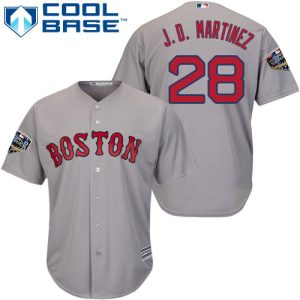 Exceptional Red Sox #28 J. D. Martinez Grey New Cool Base 2018 World Series Stitched MLB Jersey