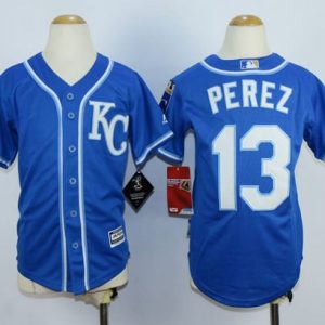 Exceptional Royals #13 Salvador Perez Blue Cool Base Stitched Youth MLB Jersey Hurry Exclusive offer Place your order immediately for a great jersey