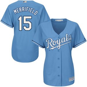 Exceptional Royals #15 Whit Merrifield Light Blue Alternate Women's Stitched MLB Jersey Hurry Exclusive offer Place your order immediately for a great jersey