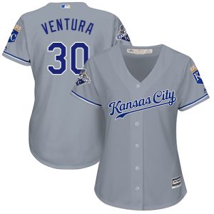 Exceptional Royals #30 Yordano Ventura Grey Road Women's Stitched MLB Jersey Sports fans this is your chance Order soon to be part of the action