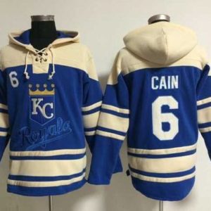 Exceptional Royals #6 Lorenzo Cain Light Blue Sawyer Hooded Sweatshirt MLB Hoodie