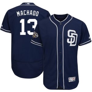 Exceptional San Diego Padres #13 Manny Machado Majestic Flex Base Authentic Stitched MLB Jersey Navy