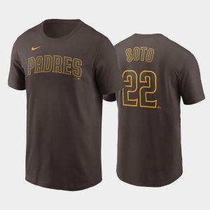 Amazing San Diego Padres #22 Juan Soto Name & Number Brown T Shirt For a short time available Grab yours quickly to own a team jersey