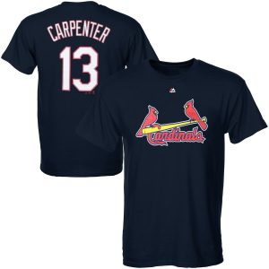 Exceptional St. Louis Cardinals #13 Matt Carpenter Majestic Official Name and Number T Shirt Navy