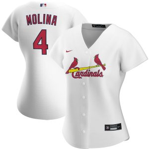 Exceptional St. Louis Cardinals #4 Yadier Molina Nike Women's Home 2020 MLB Player Jersey White Retailers boost your inventory Order now to meet customer demand
