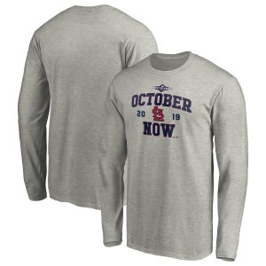 Exceptional St. Louis Cardinals Majestic 2019 Postseason ACE Long Sleeve T Shirt Heather Gray