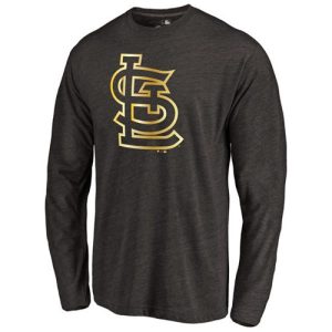 Exceptional St.Louis Cardinals Gold Collection Long Sleeve Tri Blend T Shirt Black
