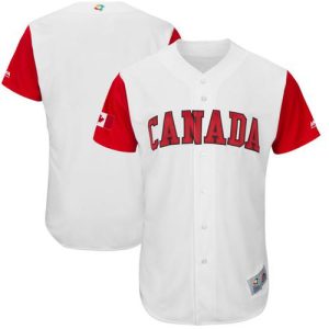 Exceptional Team Canada Blank White 2017 World MLB Classic Authentic Stitched MLB Jersey