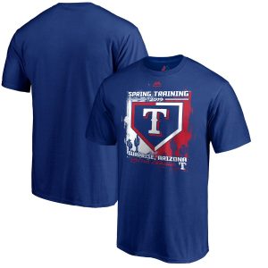 Exceptional Texas Rangers Majestic 2019 Spring Training Cactus League Base on Ball T Shirt Royal