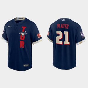 Exceptional Toronto Blue Jays Custom 2021 MLB All Star Game Fan's Version Navy Jersey