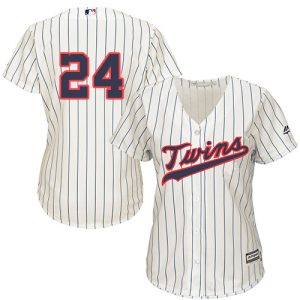 Exceptional Twins #24 Trevor Plouffe Cream Strip Alternate Women's Stitched MLB Jersey Collectors this is a must have Add it to your collection by ordering