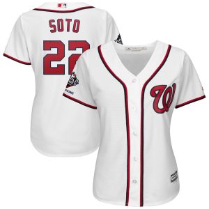 Exceptional Washington Nationals #22 Juan Soto Majestic Women's 2019 World Series Champions Home Official Cool Base Bar Patch Player Jersey White Limited stock Order now to show your love for your team