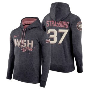 Exceptional Washington Nationals #37 Stephen Strasbur 2022 City Connect Gray Hoodie