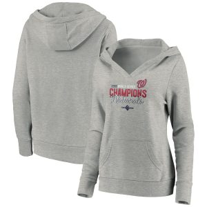 Exceptional Washington Nationals Majestic Women's 2019 World Series Champions Deuces Pullover Hoodie Gray