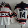 Exceptional White Sox #14 Paul Konerko White Sawyer Hooded Sweatshirt Alternate Home MLB Hoodie