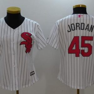 Exceptional White Sox #45 Michael Jordan White(Black Strip) Mother's Day Cool Base Women's Stitched MLB Jersey Retailers boost your inventory Order now to meet customer demand