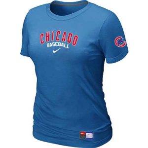 Exceptional Women's Chicago Cubs Nike Short Sleeve Practice MLB T Shirt Indigo Blue