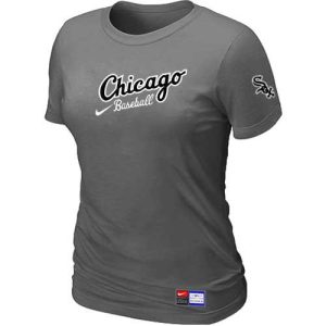 Exceptional Women's Chicago White Sox Nike Away Practice MLB T Shirt Crow Grey
