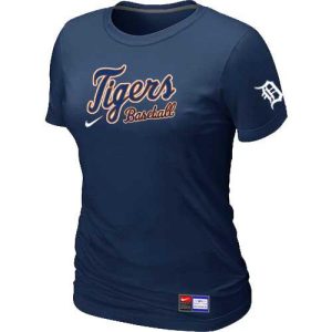 Exceptional Women's Detroit Tigers Nike Short Sleeve Practice MLB T Shirt Midnight Blue